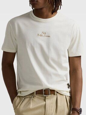 Polo Ralph Lauren Cursive Embroidered Logo Mens Large L T Shirt White